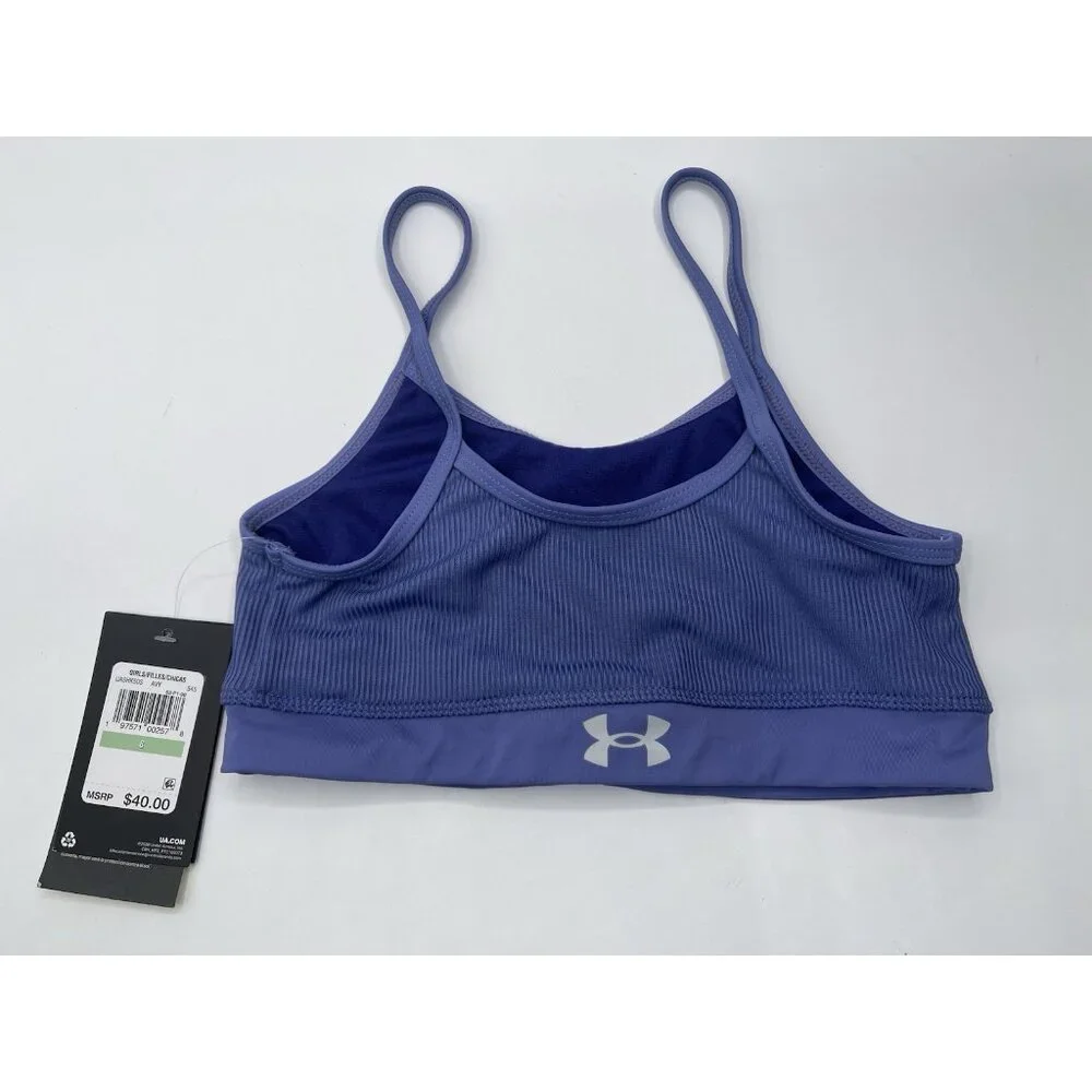 Under Armour Bikini Top Girls Youth‎ Kids Size 8 Purple Ribbed Swimsuit Beach